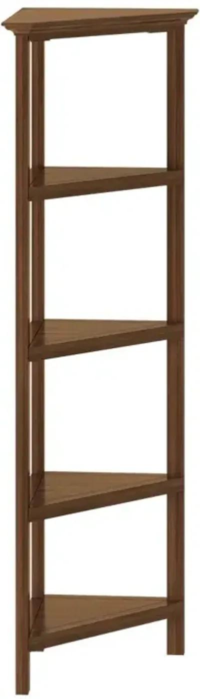 Solid Wood Four Tier Corner Bookcase - Walnut