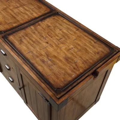 Rustic Farmhouse Rolling Kitchen Cart - Warm Tobacco