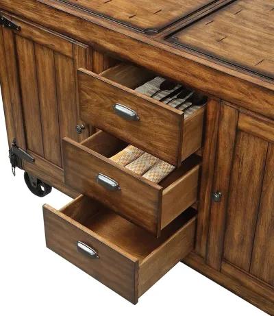 Rustic Farmhouse Rolling Kitchen Cart - Warm Tobacco