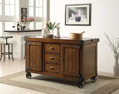 Rustic Farmhouse Rolling Kitchen Cart - Warm Tobacco