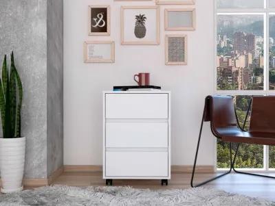 Three Drawer Rolling Cabinet - White