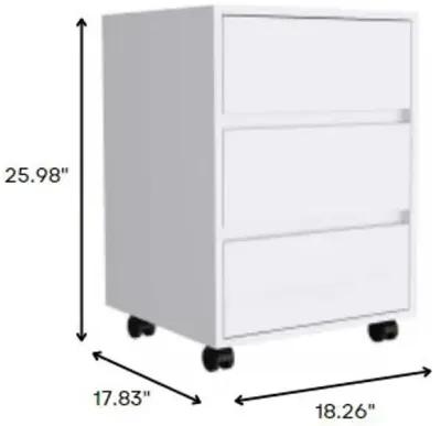 Three Drawer Rolling Cabinet - White