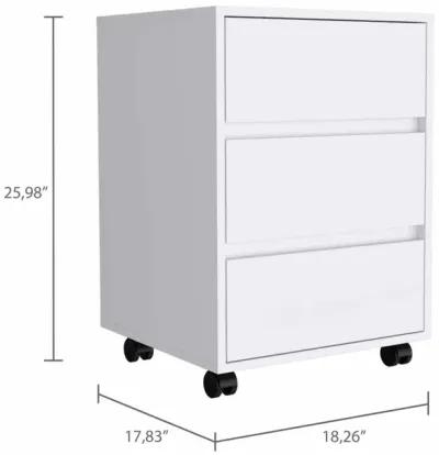 Three Drawer Rolling Cabinet - White