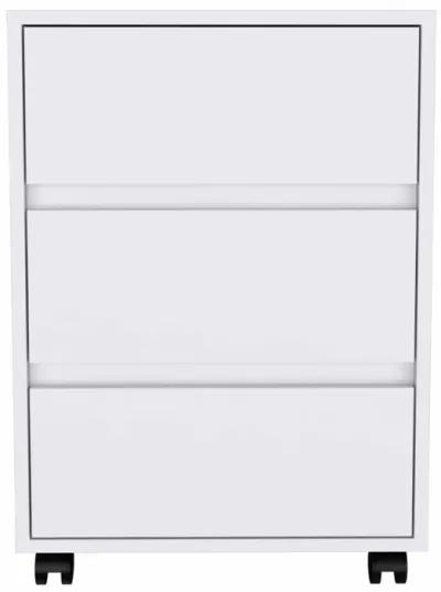 Three Drawer Rolling Cabinet - White