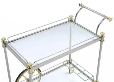 Clear Glass Metal Casters Serving Cart - Silver Gold