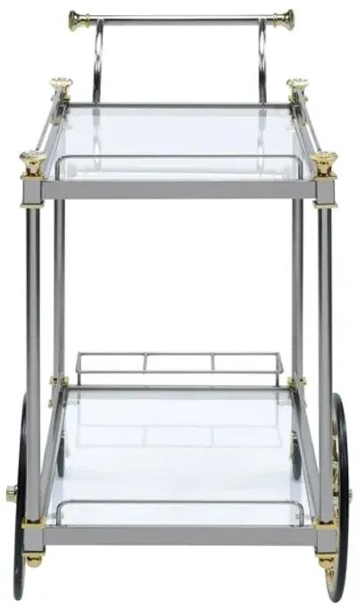 Clear Glass Metal Casters Serving Cart - Silver Gold