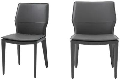 Faux Leather Metal Dining Chairs (Set of 2) - Dark