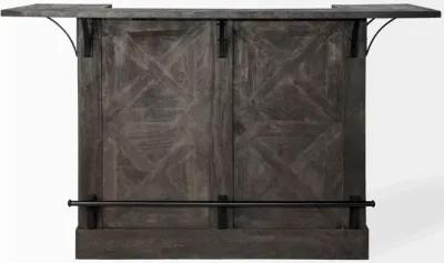 Solid Wood Kitchen Island With Wine Bottle Storage - Gray