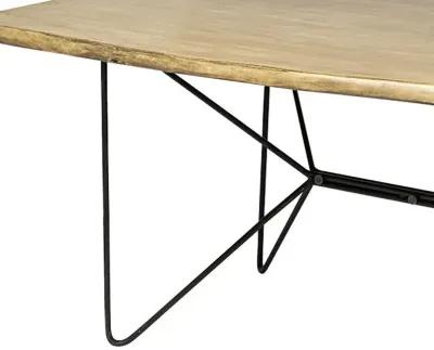 Solid Wood And Metal Dining Table - Brown / Black