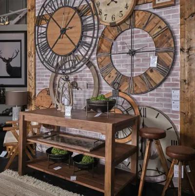 Solid Wood Kitchen Island With Two Tier Smooth Counter Top - Brown