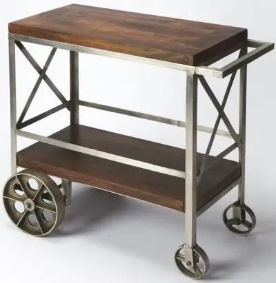 Vintage Style Rolling Server Bar Cart - Brown