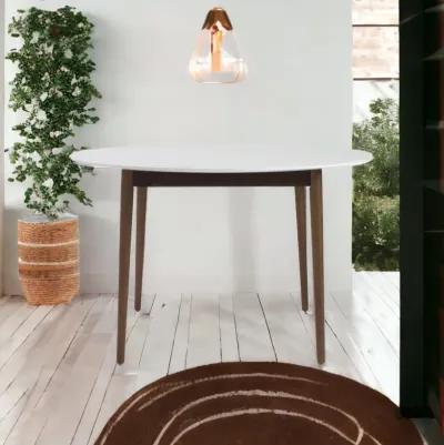 Rounded Dining Table - White / Brown