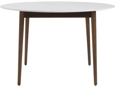 Rounded Dining Table - White / Brown