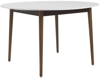 Rounded Dining Table - White / Brown