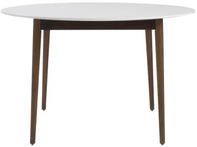 Rounded Dining Table - White / Brown