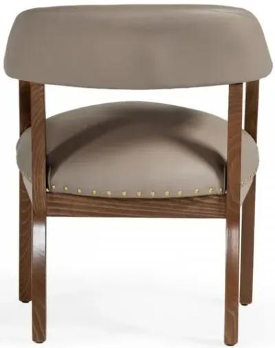 Nailhead Faux Leather Dining Arm Chair - Taupe