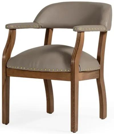 Nailhead Faux Leather Dining Arm Chair - Taupe