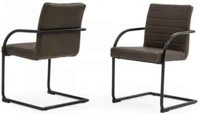 Faux Leather Industrial Dining Chairs (Set of 2) - Brown