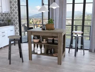 Kitchen Island With Three Storage Shelves - Brown