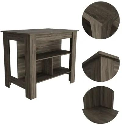 Kitchen Island With Three Storage Shelves - Brown