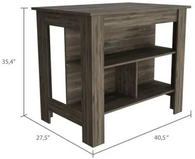 Kitchen Island With Three Storage Shelves - Brown