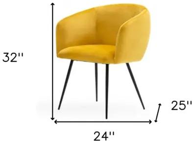 Velvet Modern Dining Chair - Yellow