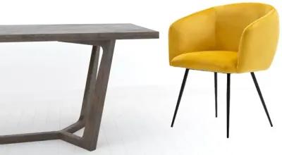 Velvet Modern Dining Chair - Yellow