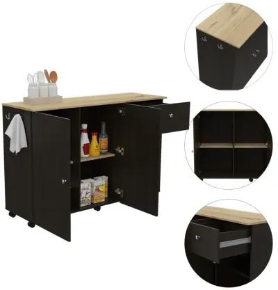 Modern Wengue Kitchen Island Cart - Sleek / Black