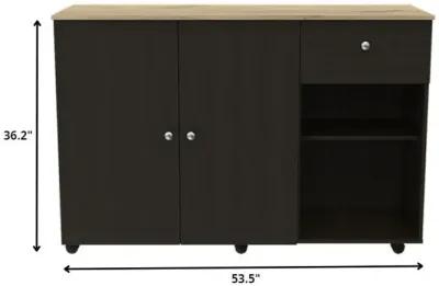 Modern Wengue Kitchen Island Cart - Sleek / Black