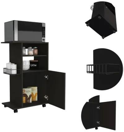 Contemporary Rolling Kitchen Cart - Black