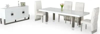 Metal Rectangular And Stainless Steel Dining Table - White / Gun