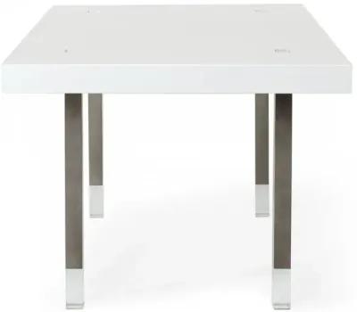 Metal Rectangular And Stainless Steel Dining Table - White / Gun