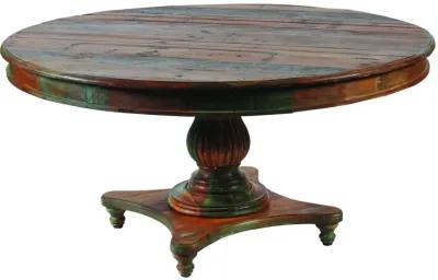 Rounded Rustic Reclaimed Solid Wood Dining Table - Brown