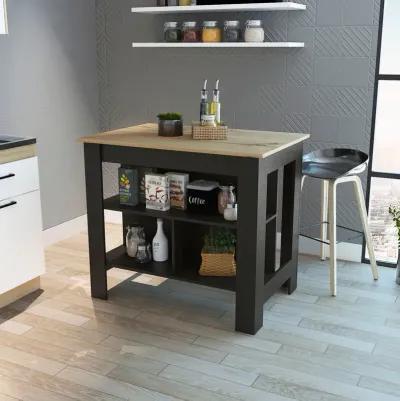 Kitchen Island With Storage - Black / Oak