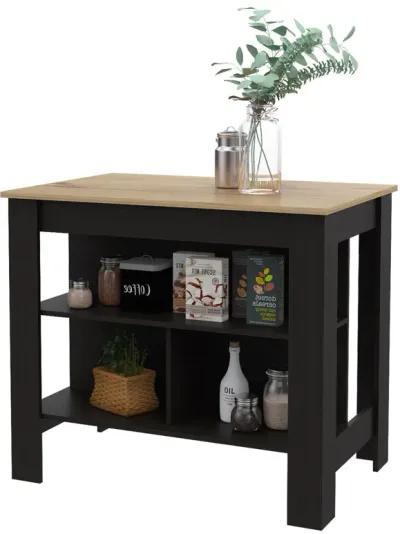 Kitchen Island With Storage - Black / Oak