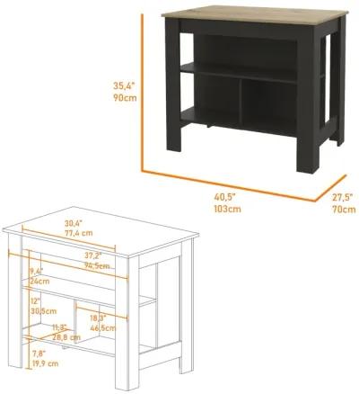 Kitchen Island With Storage - Black / Oak