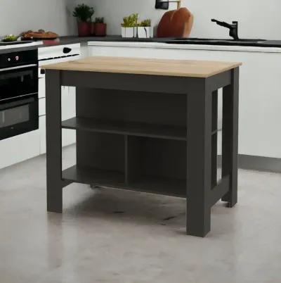 Kitchen Island With Storage - Black / Oak