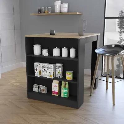 Kitchen Island With Storage - Black / Brown