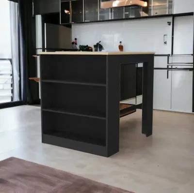 Kitchen Island With Storage - Black / Brown