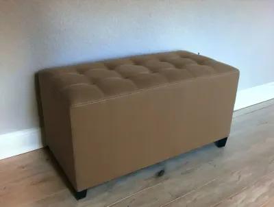 Upholstered Faux Leather Bench - Tan