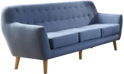 Linen Sofa & Brown Legs - Blue