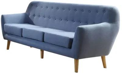 Linen Sofa & Brown Legs - Blue