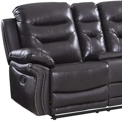 Faux Leather Manual Reclining Love Seat With Storage - Brown