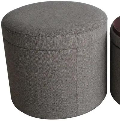 Faux Leather Round Storage - Gray