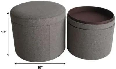 Faux Leather Round Storage - Gray