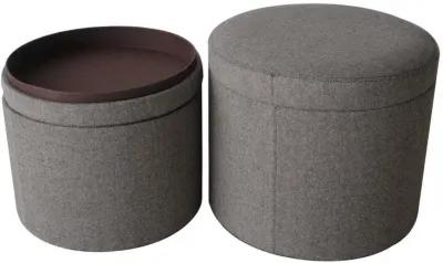 Faux Leather Round Storage - Gray