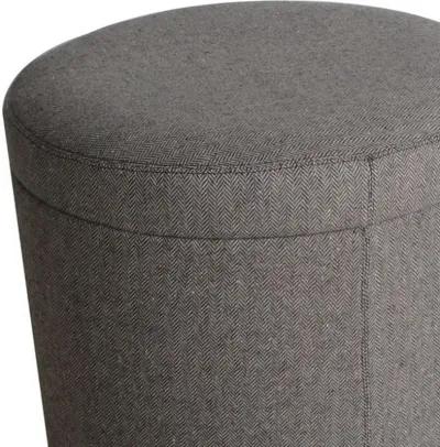 Faux Leather Round Storage - Gray