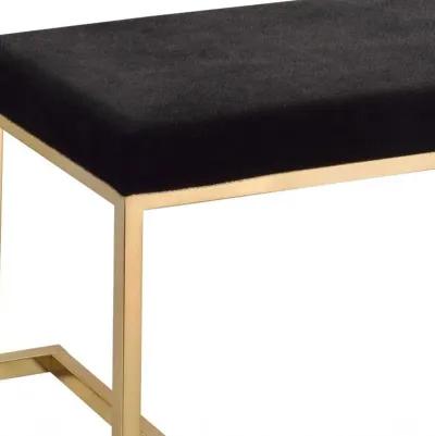 Upholstered Faux Fur Bench - Black / Champagne