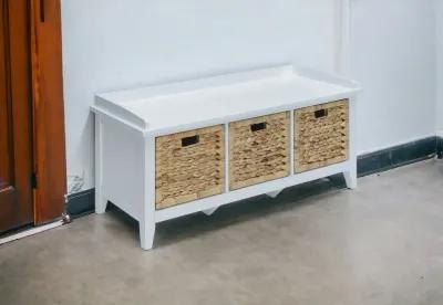 Bench With Drawers - White