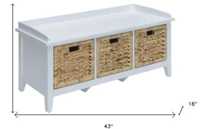 Bench With Drawers - White